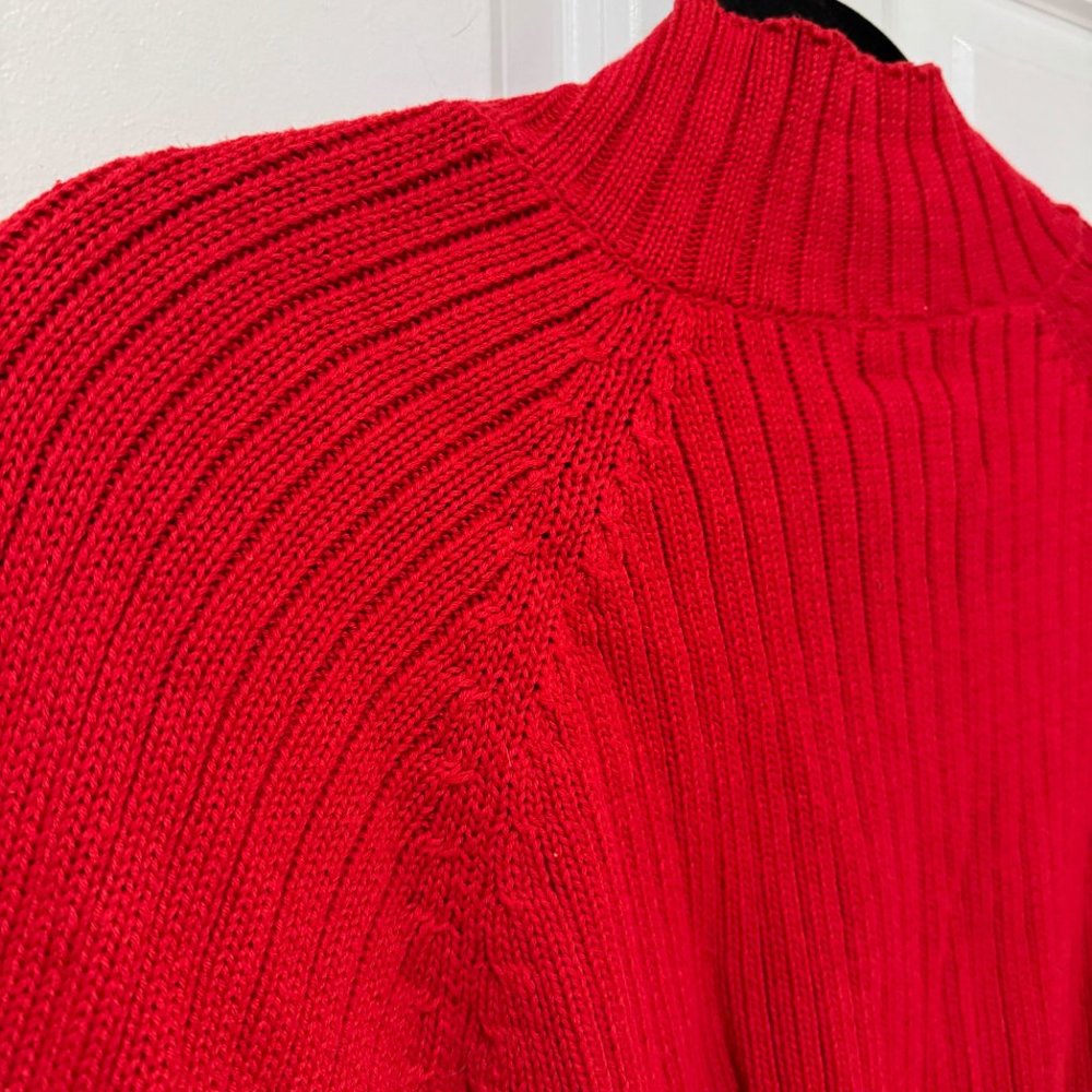 Calvin Klein Red Cotton Zip Up Ribbed Sweater - Size Large - Picture 10 of 10